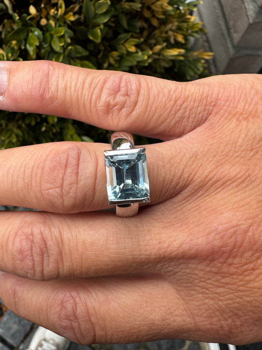 14 kt hvidguldsring med aquamarin, 3,80 ct - Guldsmed Edens