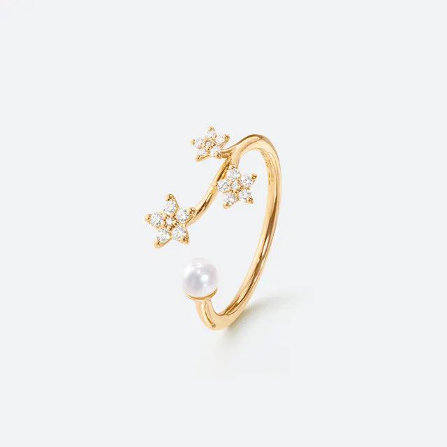 Ole Lynggaard - Shooting Stars ring med ferskvandsperle - Guldsmed Edens