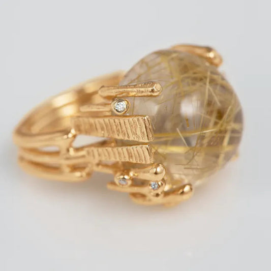 Ole Lynggaard - Boho ring med rutilkvarts - stor - Guldsmed Edens