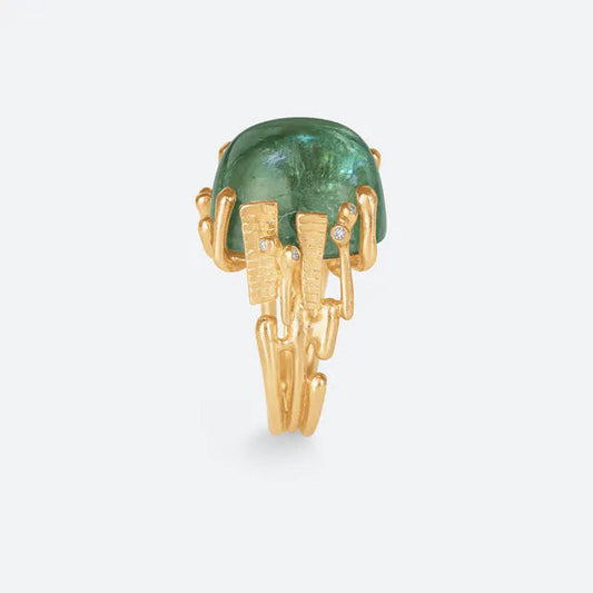 Ole Lynggaard - Boho ring med lysegrøn turmalin - stor - Guldsmed Edens