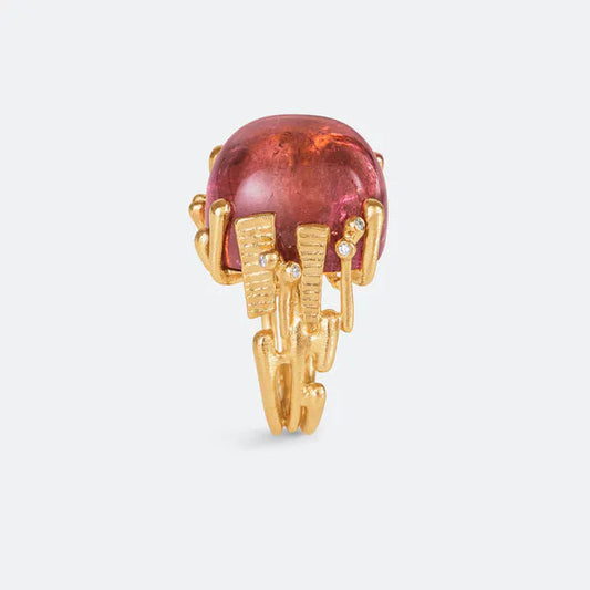 Ole Lynggaard - Boho ring med cerise turmalin - stor - Guldsmed Edens