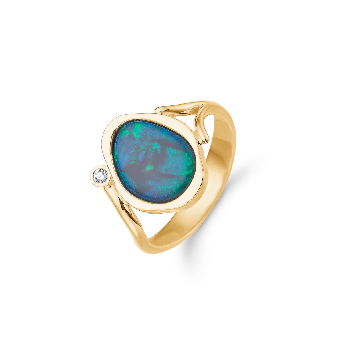 Ring med opal og diamant - Guldsmed Edens