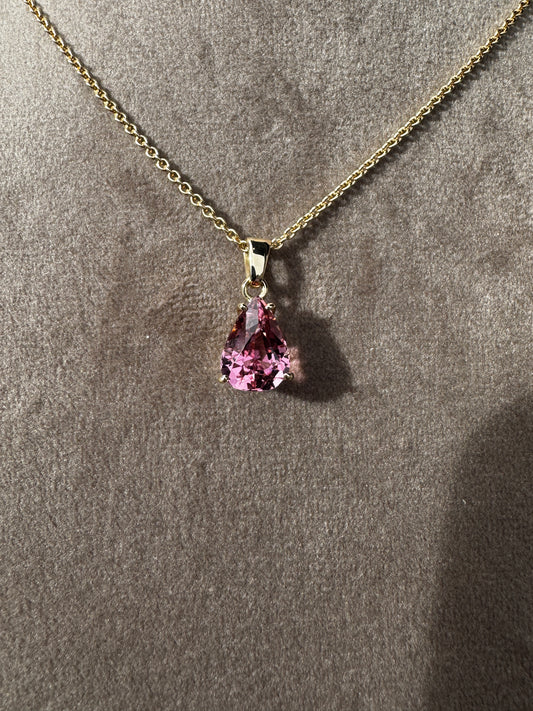 14 kt vedhæng med pink turmalin, 3,05 ct