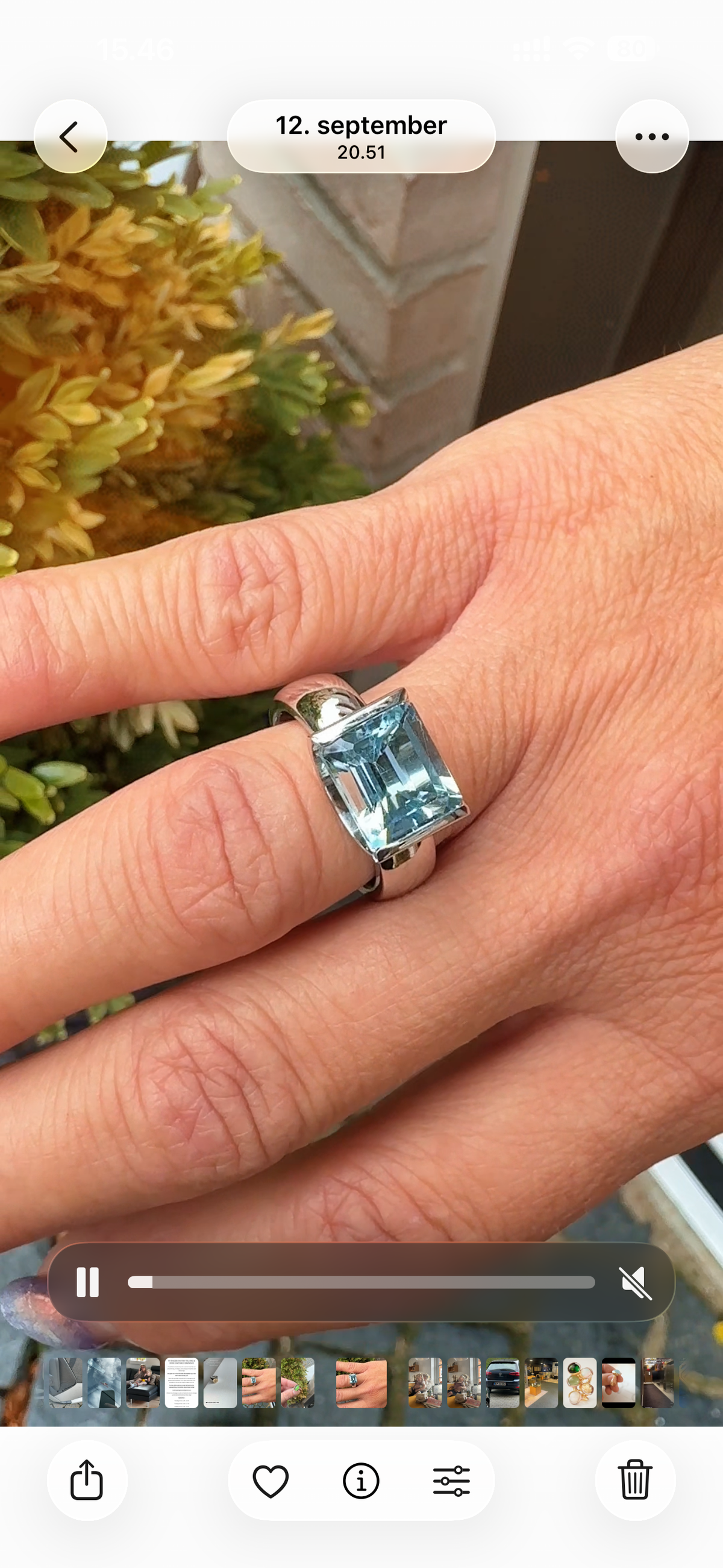 14 kt hvidguldsring med aquamarin, 3,80 ct