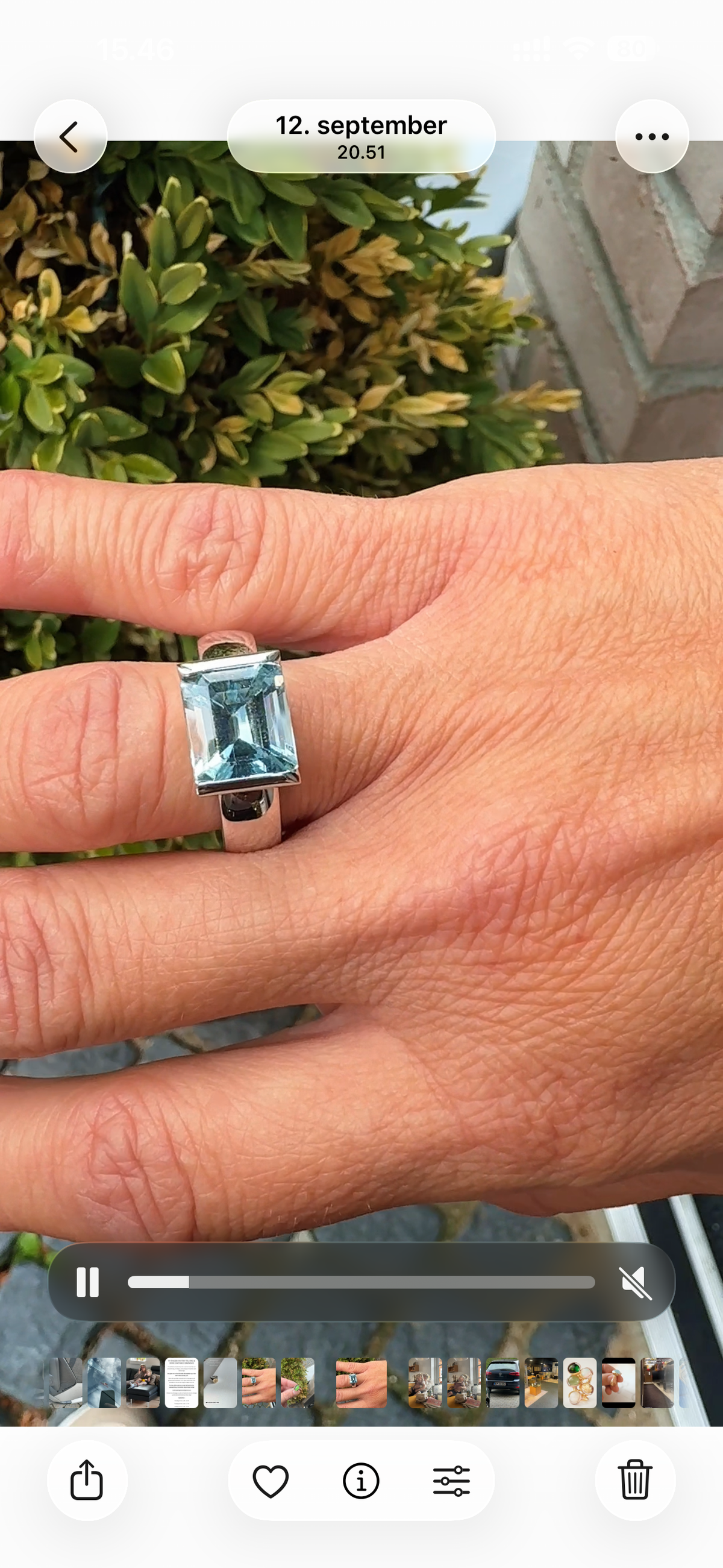 14 kt hvidguldsring med aquamarin, 3,80 ct