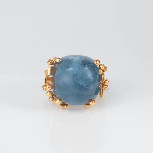 Ole Lynggaard - Boho ring med blå akvamarin - stor - Guldsmed Edens